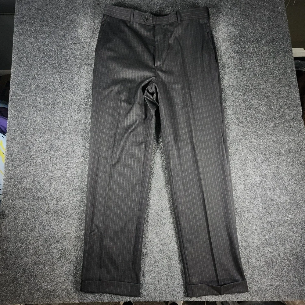 Brooks Brothers Suit Mens 46XL 35W Grey Pinstripe 1818 Fitzgerald Made In USA
